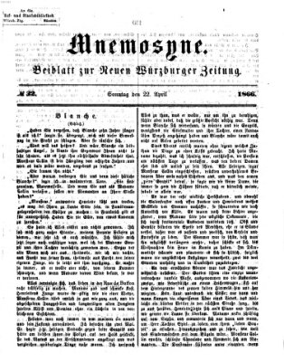 Mnemosyne (Neue Würzburger Zeitung) Sonntag 22. April 1866