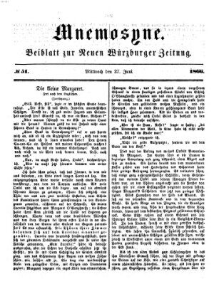 Mnemosyne (Neue Würzburger Zeitung) Mittwoch 27. Juni 1866