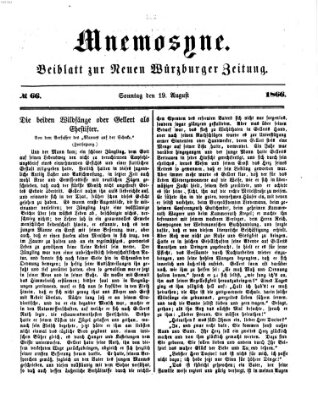 Mnemosyne (Neue Würzburger Zeitung) Sonntag 19. August 1866