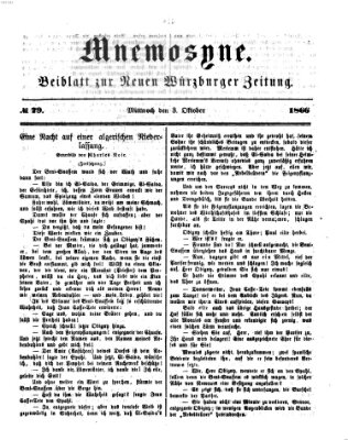 Mnemosyne (Neue Würzburger Zeitung) Mittwoch 3. Oktober 1866