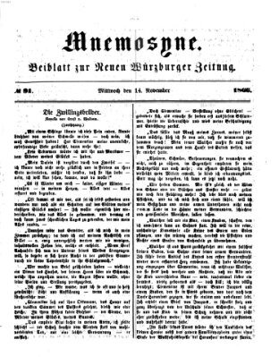 Mnemosyne (Neue Würzburger Zeitung) Mittwoch 14. November 1866