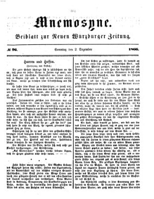 Mnemosyne (Neue Würzburger Zeitung) Sonntag 2. Dezember 1866