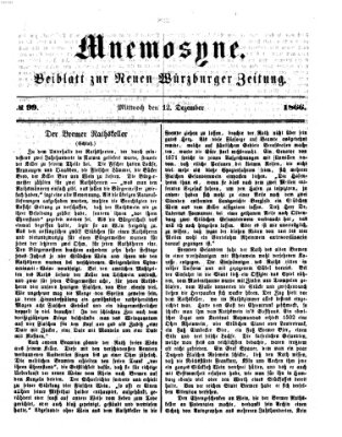 Mnemosyne (Neue Würzburger Zeitung) Mittwoch 12. Dezember 1866