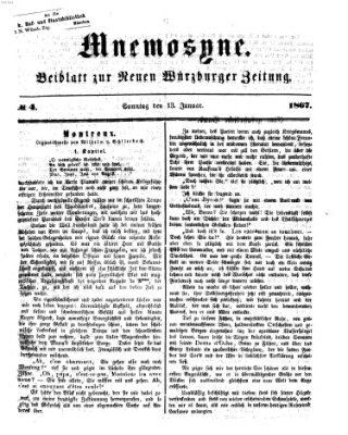 Mnemosyne (Neue Würzburger Zeitung) Sonntag 13. Januar 1867