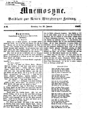 Mnemosyne (Neue Würzburger Zeitung) Sonntag 20. Januar 1867