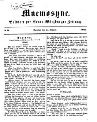 Mnemosyne (Neue Würzburger Zeitung) Sonntag 27. Januar 1867