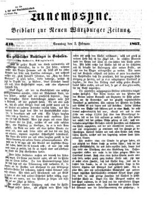 Mnemosyne (Neue Würzburger Zeitung) Sonntag 3. Februar 1867