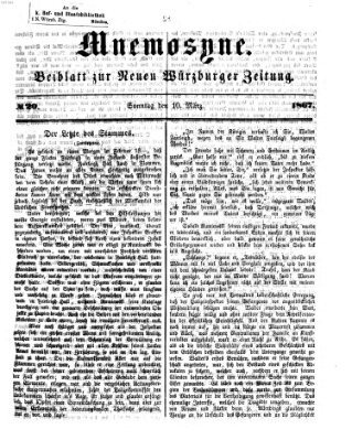 Mnemosyne (Neue Würzburger Zeitung) Sonntag 10. März 1867