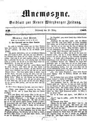 Mnemosyne (Neue Würzburger Zeitung) Mittwoch 20. März 1867