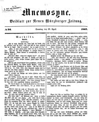 Mnemosyne (Neue Würzburger Zeitung) Sonntag 28. April 1867