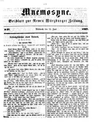 Mnemosyne (Neue Würzburger Zeitung) Mittwoch 12. Juni 1867