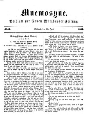 Mnemosyne (Neue Würzburger Zeitung) Mittwoch 26. Juni 1867