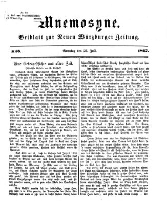 Mnemosyne (Neue Würzburger Zeitung) Sonntag 21. Juli 1867