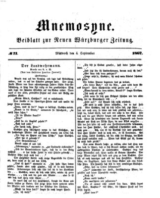 Mnemosyne (Neue Würzburger Zeitung) Mittwoch 4. September 1867