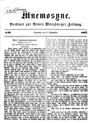 Mnemosyne (Neue Würzburger Zeitung) Sonntag 8. September 1867