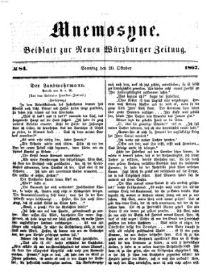 Mnemosyne (Neue Würzburger Zeitung) Sonntag 20. Oktober 1867