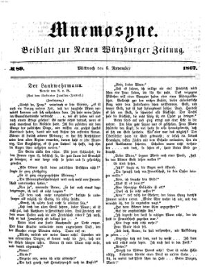 Mnemosyne (Neue Würzburger Zeitung) Mittwoch 6. November 1867