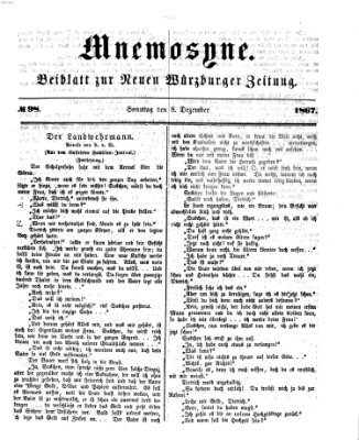 Mnemosyne (Neue Würzburger Zeitung) Sonntag 8. Dezember 1867