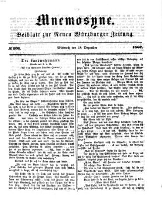 Mnemosyne (Neue Würzburger Zeitung) Mittwoch 18. Dezember 1867