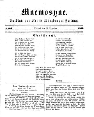 Mnemosyne (Neue Würzburger Zeitung) Mittwoch 25. Dezember 1867