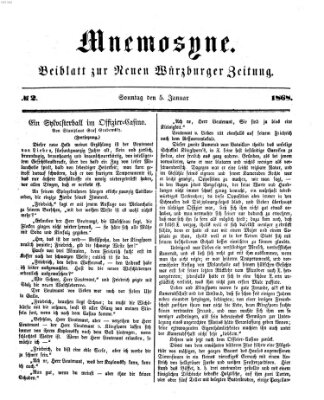 Mnemosyne (Neue Würzburger Zeitung) Sonntag 5. Januar 1868