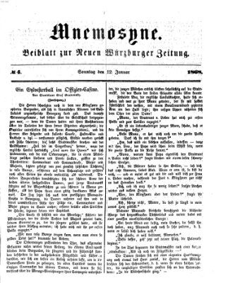 Mnemosyne (Neue Würzburger Zeitung) Sonntag 12. Januar 1868