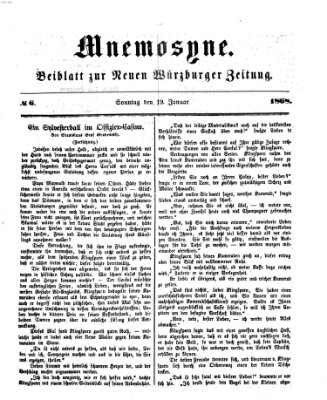 Mnemosyne (Neue Würzburger Zeitung) Sonntag 19. Januar 1868