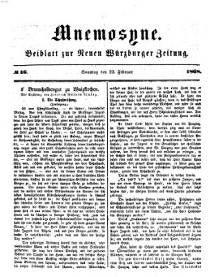 Mnemosyne (Neue Würzburger Zeitung) Sonntag 23. Februar 1868