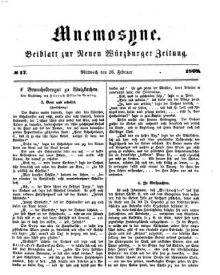Mnemosyne (Neue Würzburger Zeitung) Mittwoch 26. Februar 1868