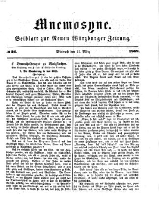 Mnemosyne (Neue Würzburger Zeitung) Mittwoch 11. März 1868