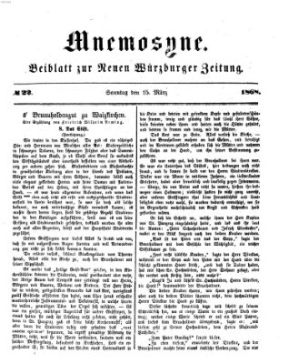 Mnemosyne (Neue Würzburger Zeitung) Sonntag 15. März 1868