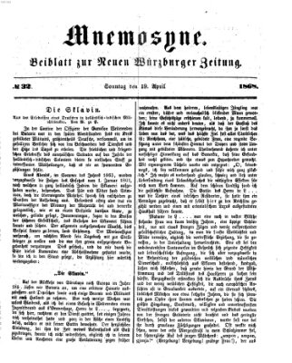 Mnemosyne (Neue Würzburger Zeitung) Sonntag 19. April 1868