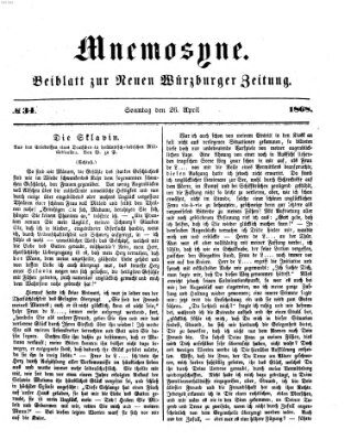 Mnemosyne (Neue Würzburger Zeitung) Sonntag 26. April 1868