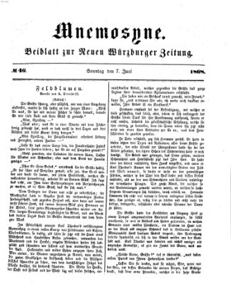 Mnemosyne (Neue Würzburger Zeitung) Sonntag 7. Juni 1868