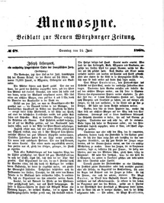 Mnemosyne (Neue Würzburger Zeitung) Sonntag 14. Juni 1868