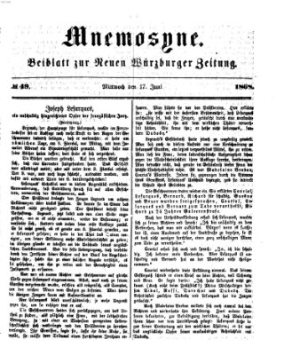 Mnemosyne (Neue Würzburger Zeitung) Mittwoch 17. Juni 1868