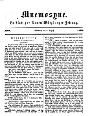 Mnemosyne (Neue Würzburger Zeitung) Mittwoch 5. August 1868