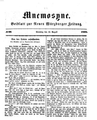 Mnemosyne (Neue Würzburger Zeitung) Sonntag 16. August 1868