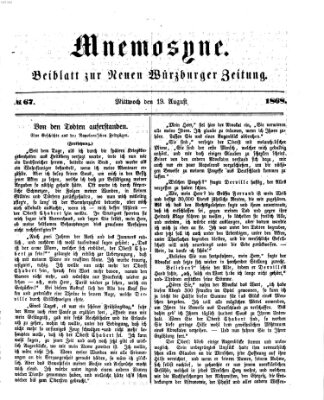 Mnemosyne (Neue Würzburger Zeitung) Mittwoch 19. August 1868