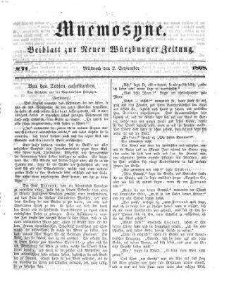 Mnemosyne (Neue Würzburger Zeitung) Mittwoch 2. September 1868