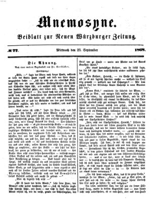 Mnemosyne (Neue Würzburger Zeitung) Mittwoch 23. September 1868