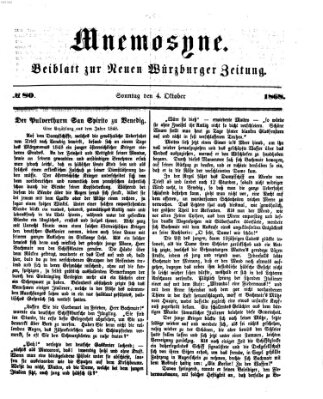 Mnemosyne (Neue Würzburger Zeitung) Sonntag 4. Oktober 1868