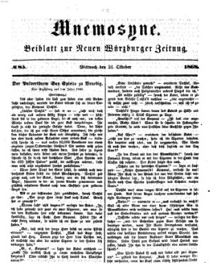 Mnemosyne (Neue Würzburger Zeitung) Mittwoch 21. Oktober 1868