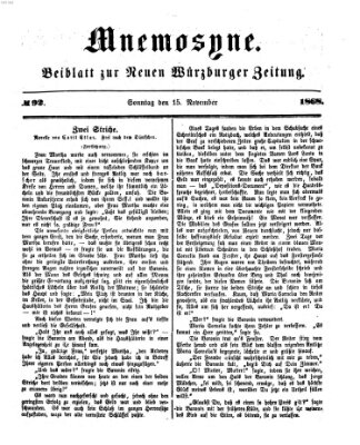 Mnemosyne (Neue Würzburger Zeitung) Sonntag 15. November 1868