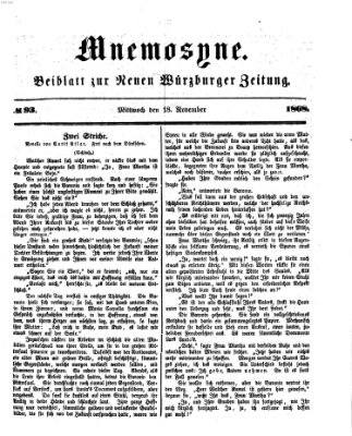 Mnemosyne (Neue Würzburger Zeitung) Mittwoch 18. November 1868