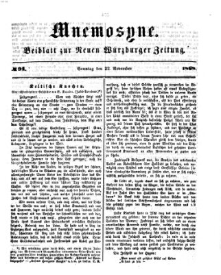 Mnemosyne (Neue Würzburger Zeitung) Sonntag 22. November 1868