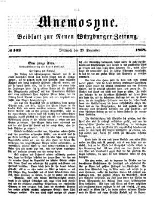 Mnemosyne (Neue Würzburger Zeitung) Mittwoch 23. Dezember 1868