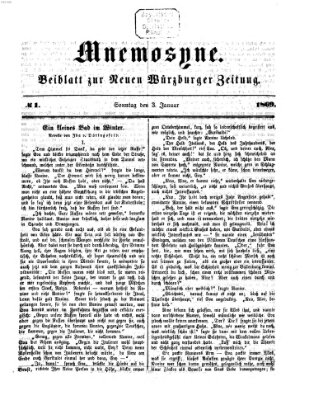 Mnemosyne (Neue Würzburger Zeitung) Sonntag 3. Januar 1869