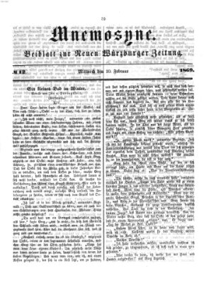 Mnemosyne (Neue Würzburger Zeitung) Mittwoch 10. Februar 1869