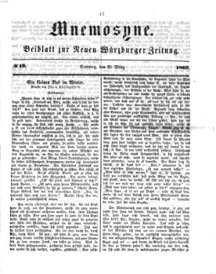 Mnemosyne (Neue Würzburger Zeitung) Sonntag 21. März 1869